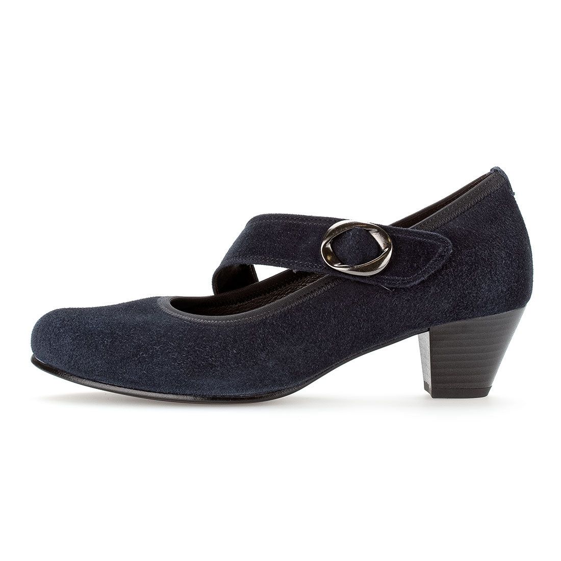 GABOR Blue suede pump with Velcro strap,