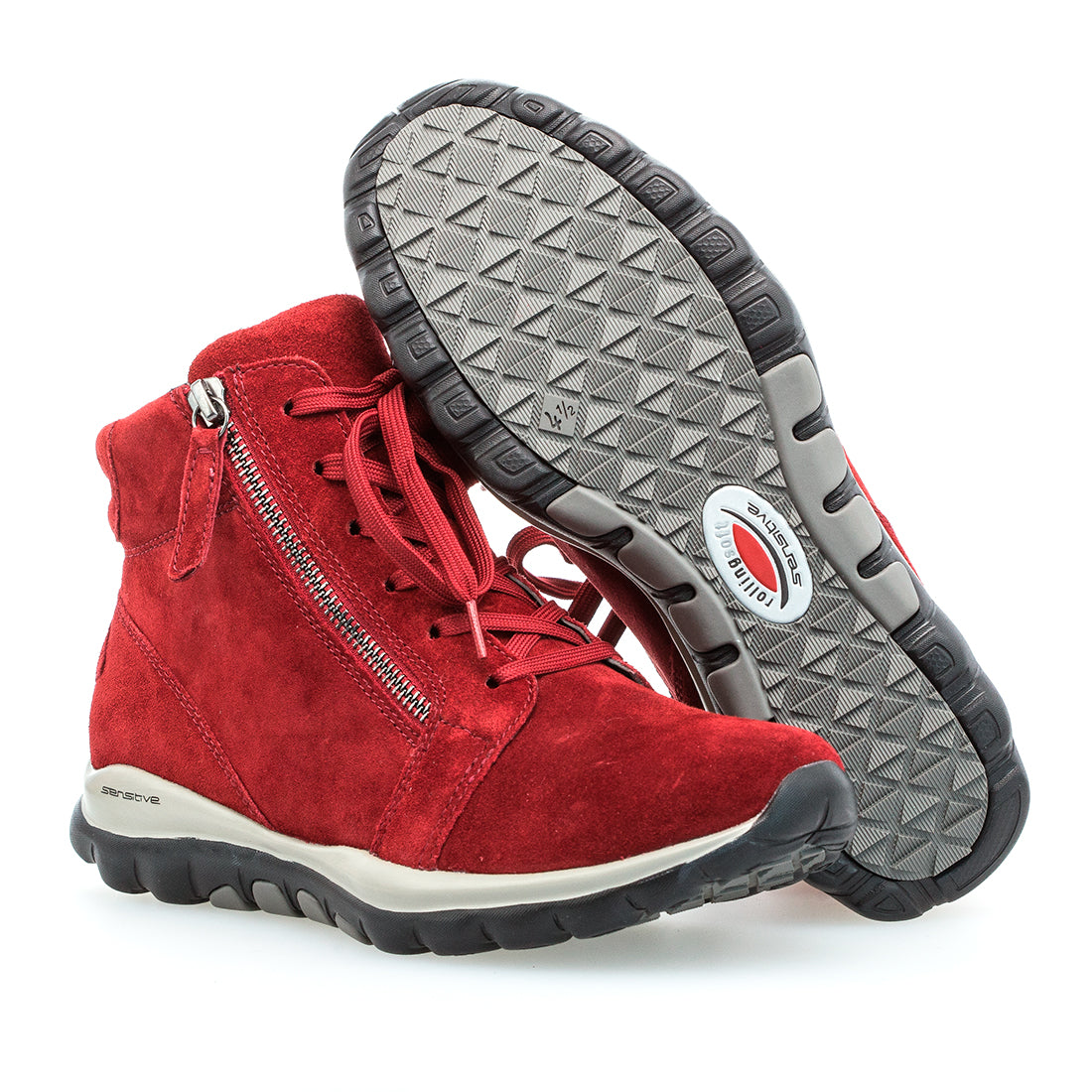 ROLLINGSOFT Dark red suede with lace + zip,