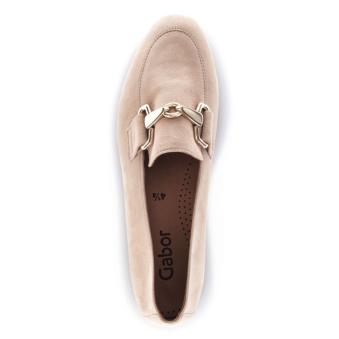 GABOR Sand suede loafer with gold buckle,