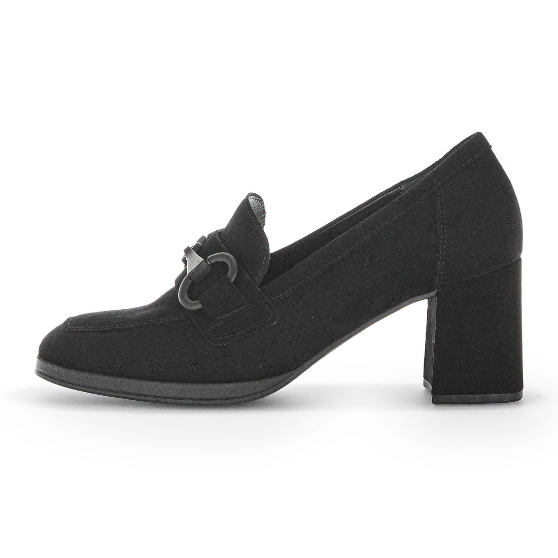 GABOR Black suede loafer with black bit,