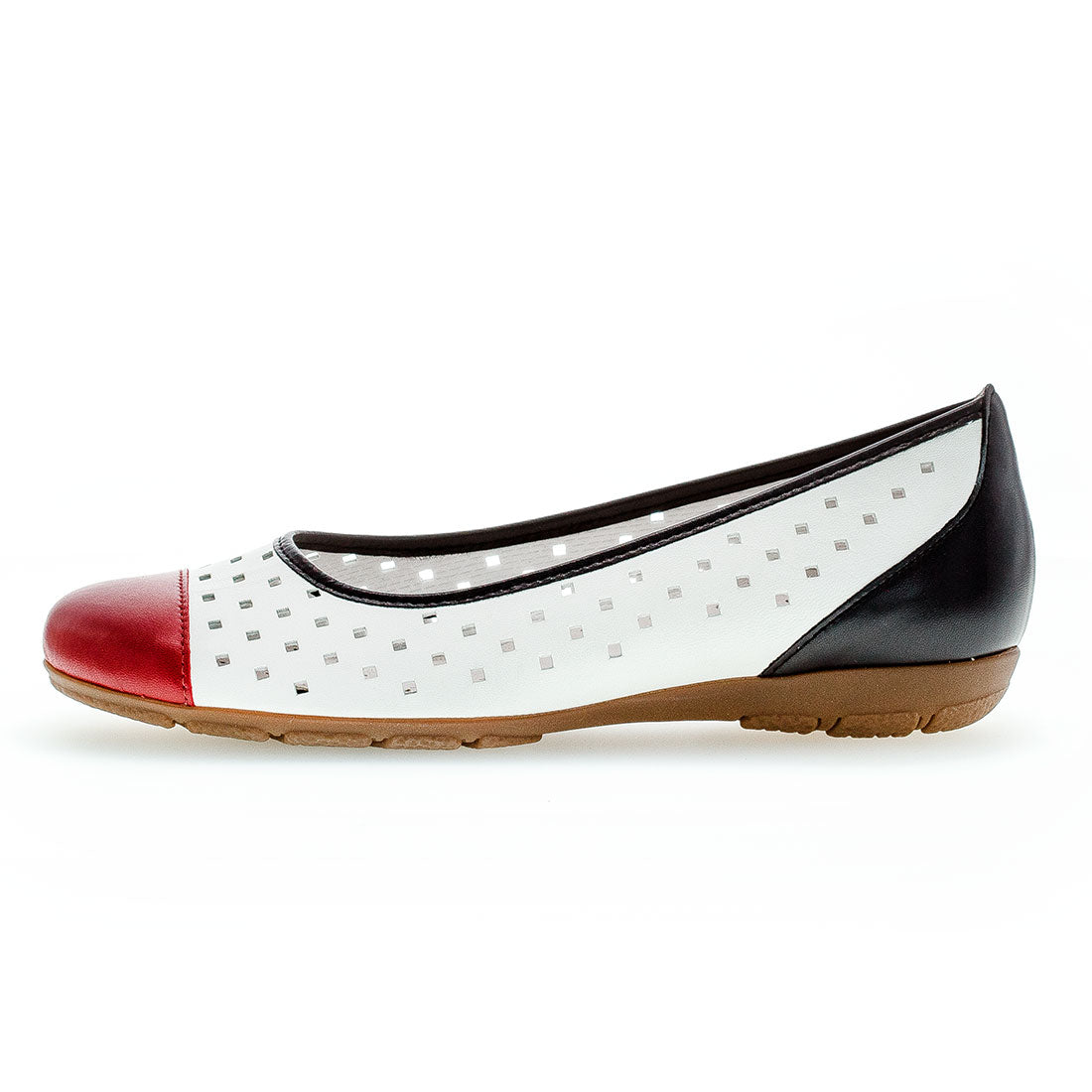 GABOR White, blue, red leather ballerina,
