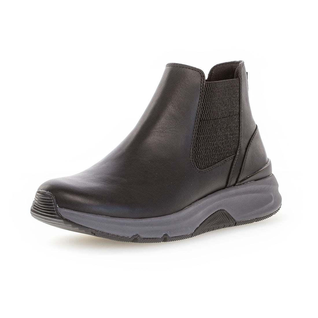 ROLLINGSOFT Black leather boot with elastic + zip,