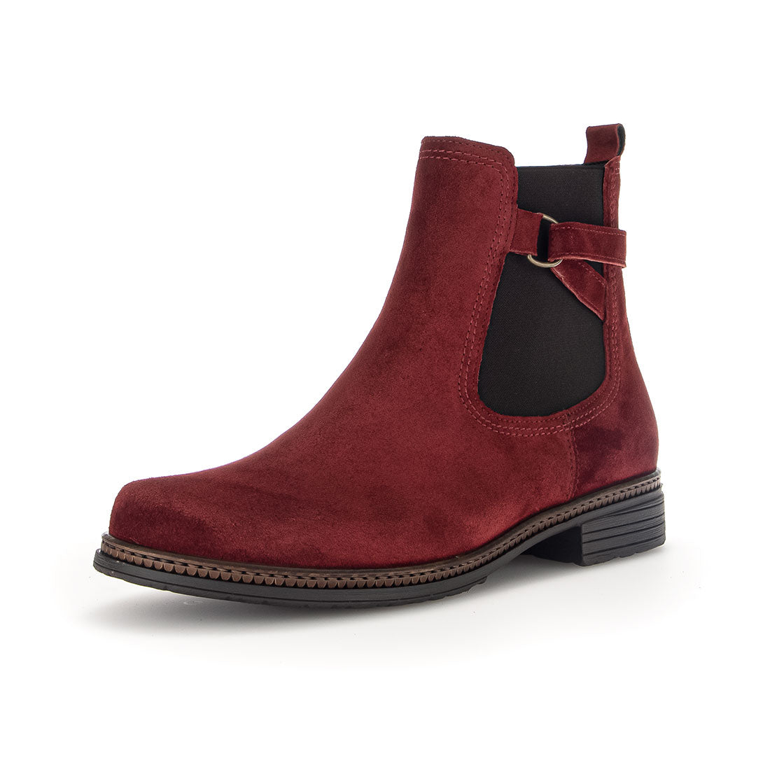 GABOR Red suede boot with elastic + zipper,