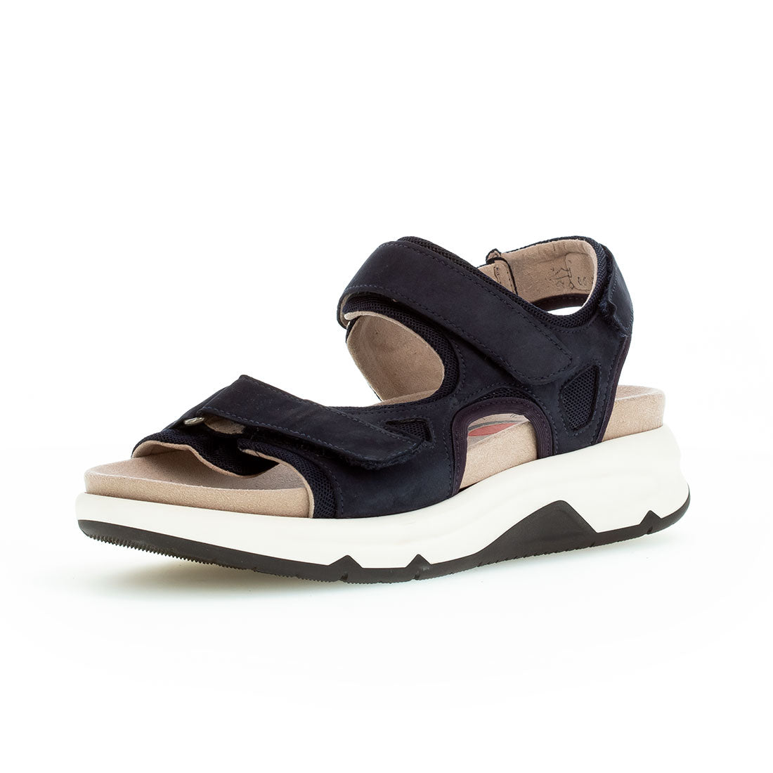ROLLINGSOFT Blue nubuck sandal with Velcro straps,
