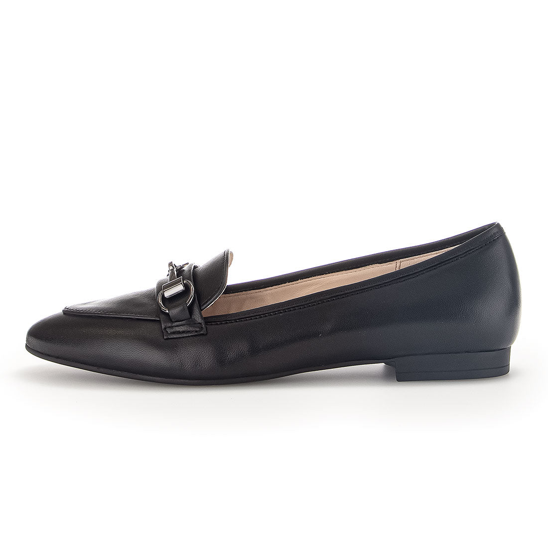 GABOR Black leather loafer with black bit,