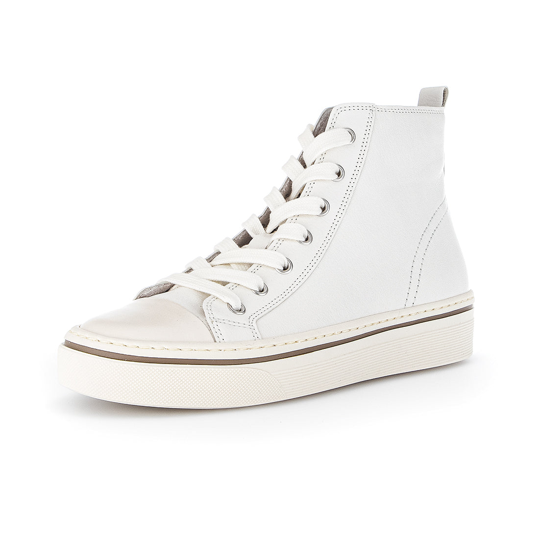 GABOR White leather high sneaker lace + zipper,