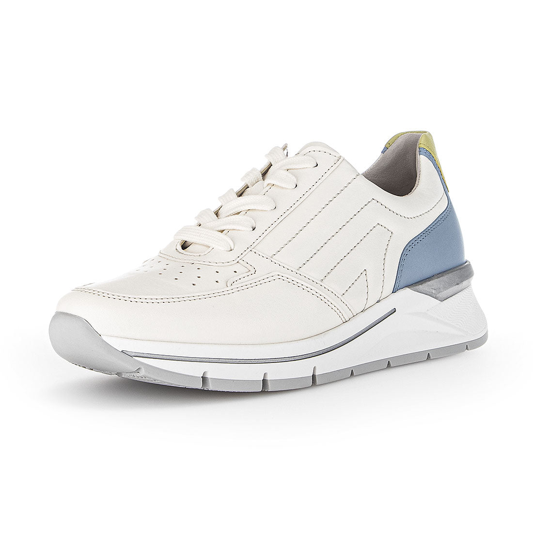 GABOR off-white leather with blue + green leather,