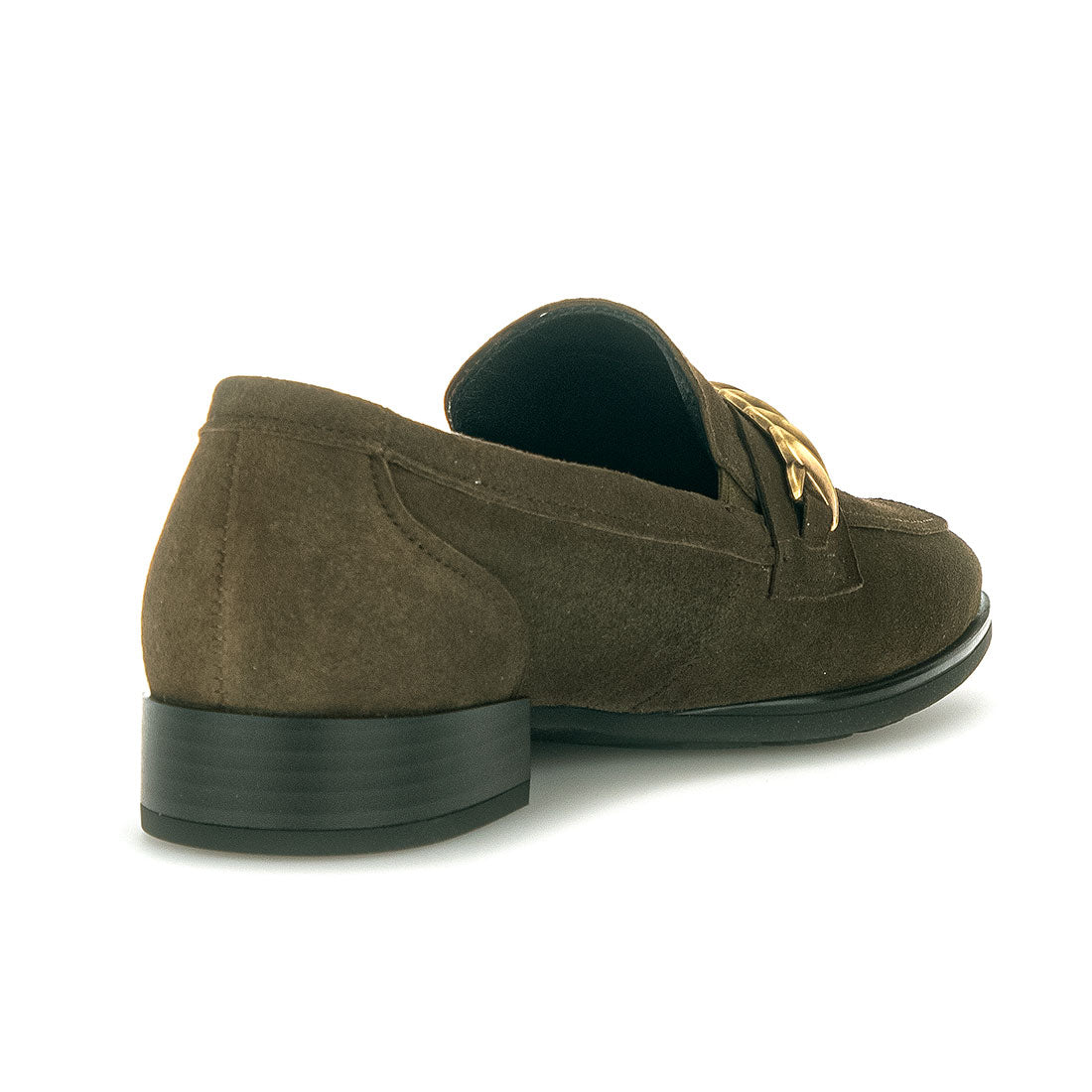 GABOR Olive green suede loafer with bit,