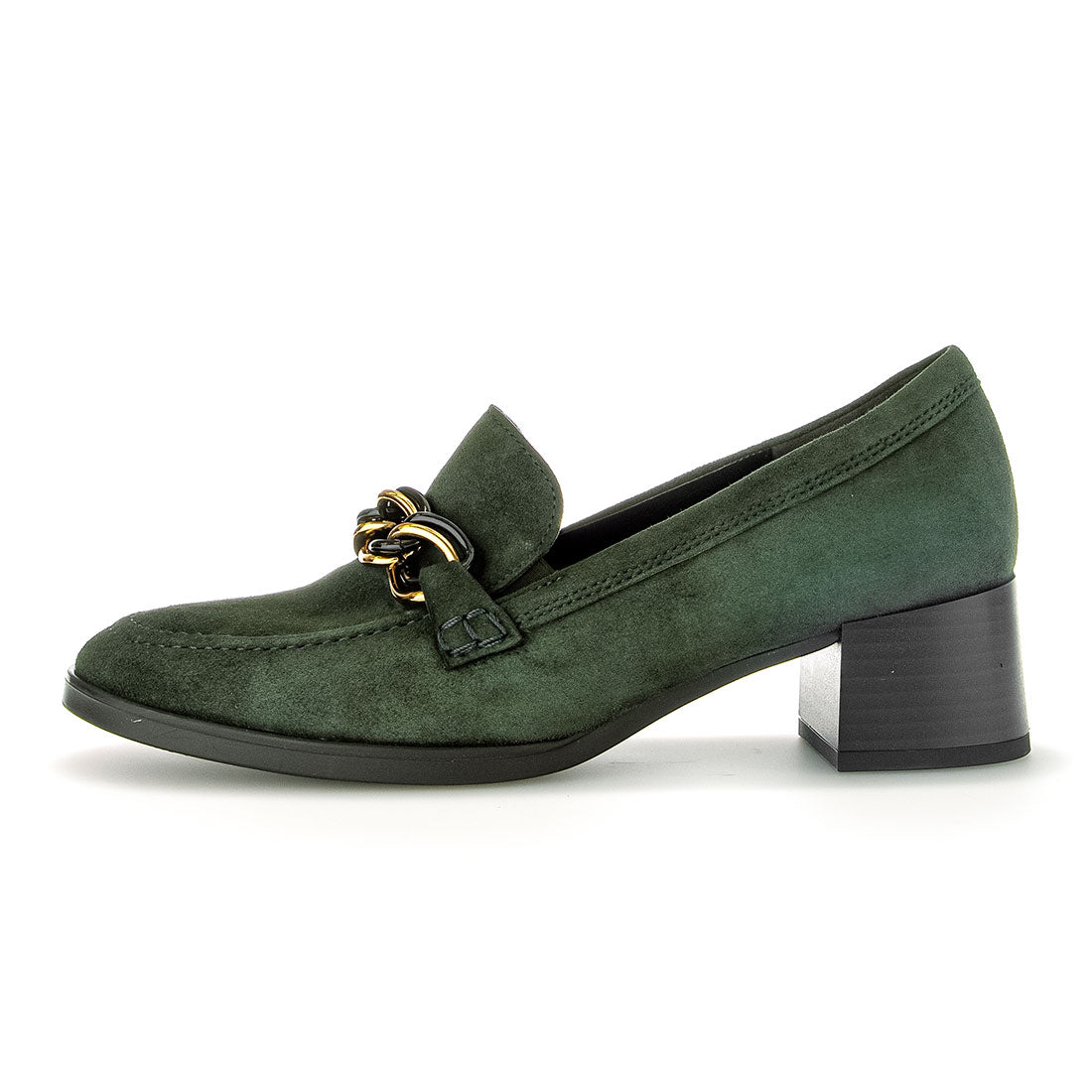 GABOR Forrest suede pump with gold buckle,