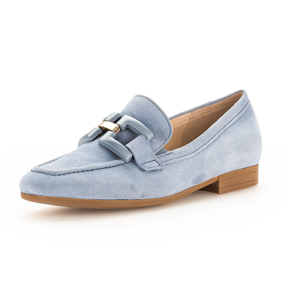 GABOR Light blue suede loafer with buckle,