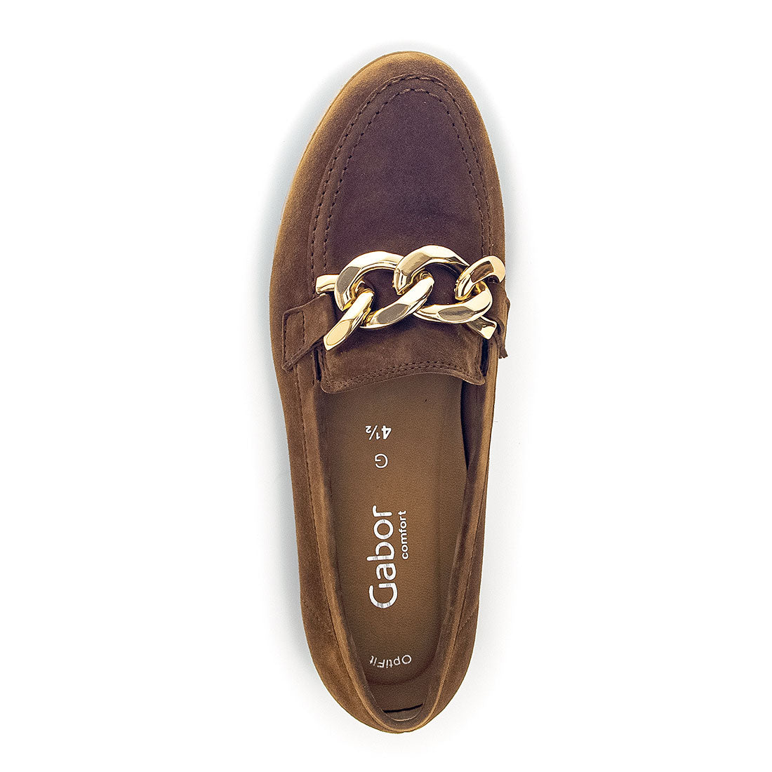 GABOR Brown suede loafer with buckle,