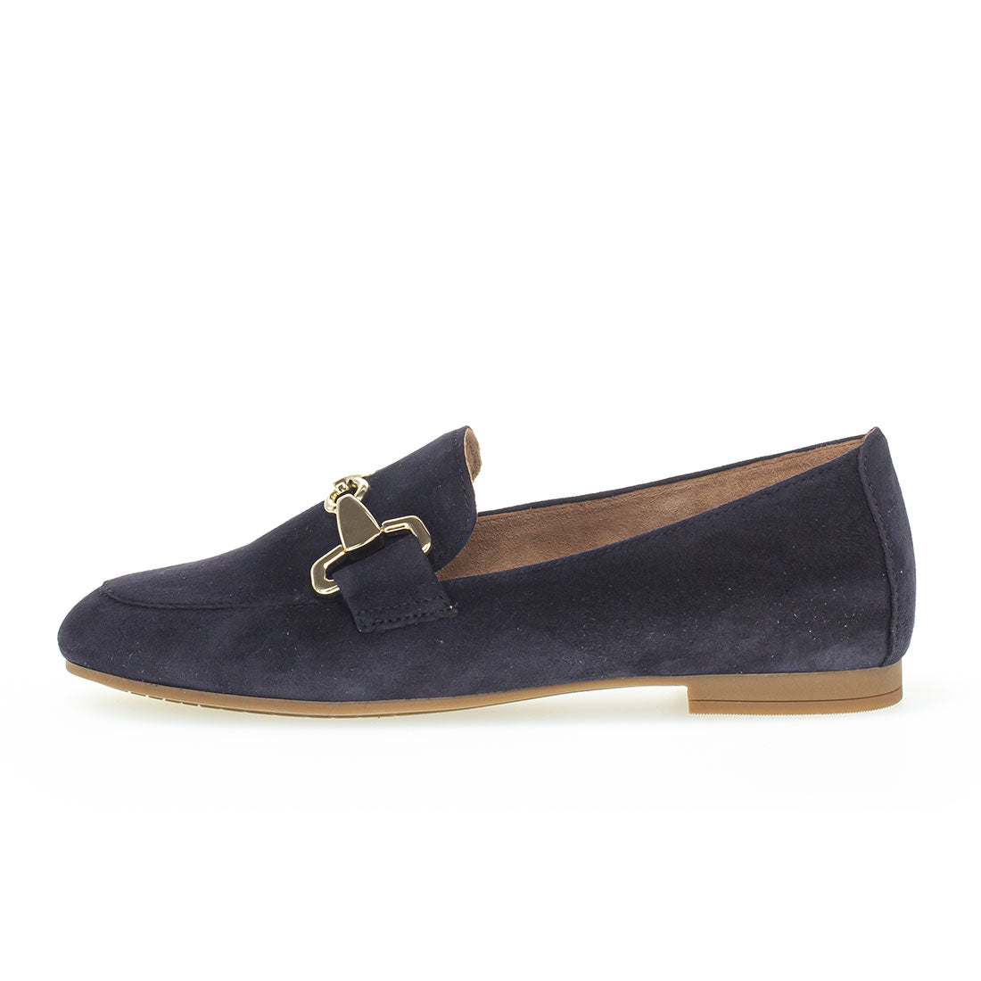 GABOR Blue suede loafer with gold buckle,