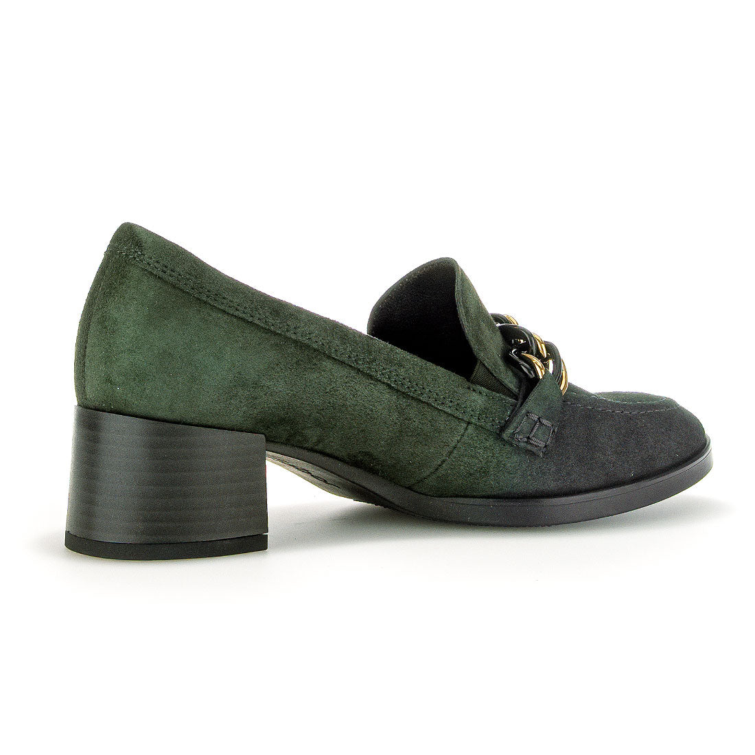 GABOR Forrest suede pump with gold buckle,