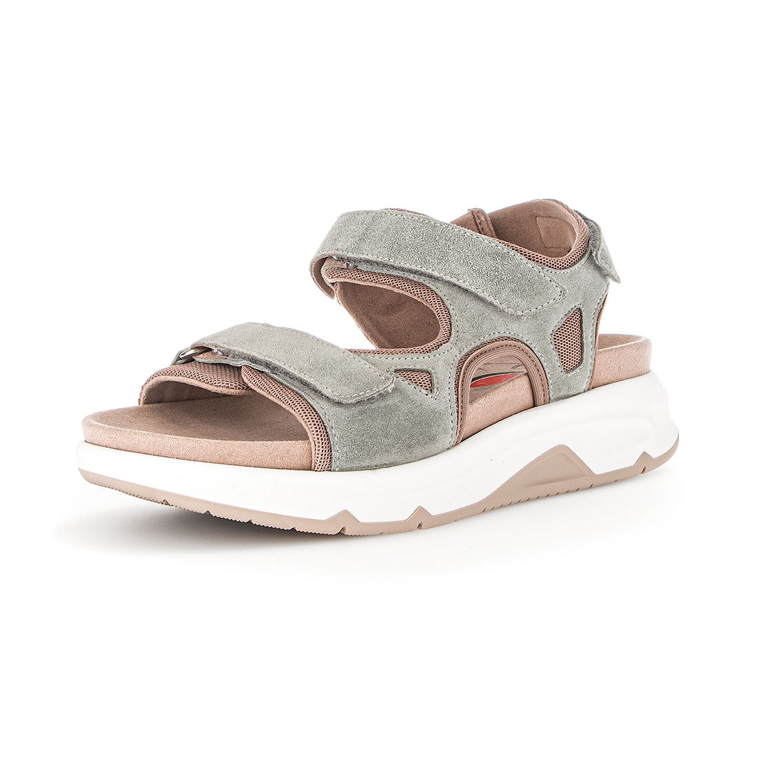 ROLLINGSOFT Light green suede sandal with Velcro,