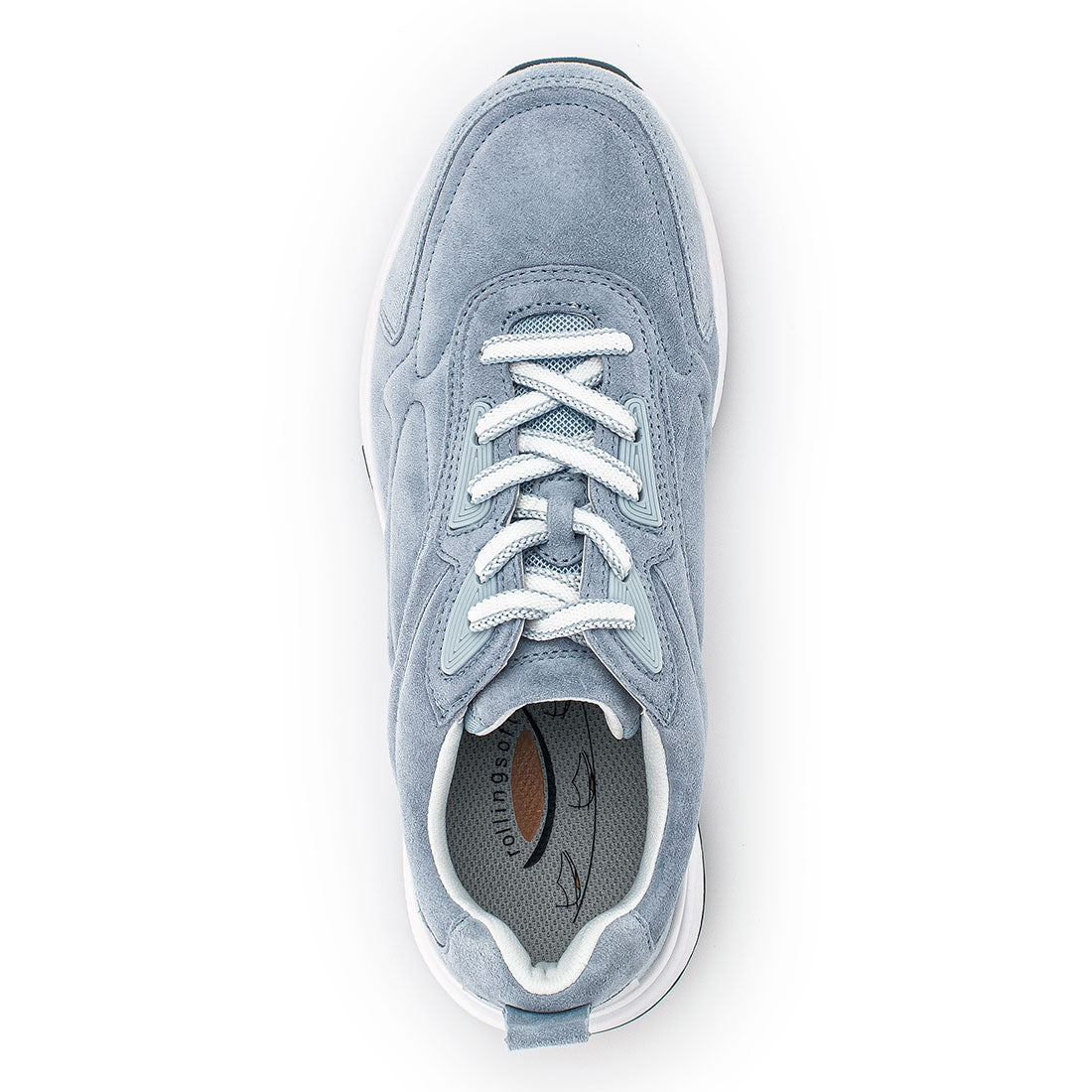 ROLLINGSOFT Light blue suede sneaker with laces,