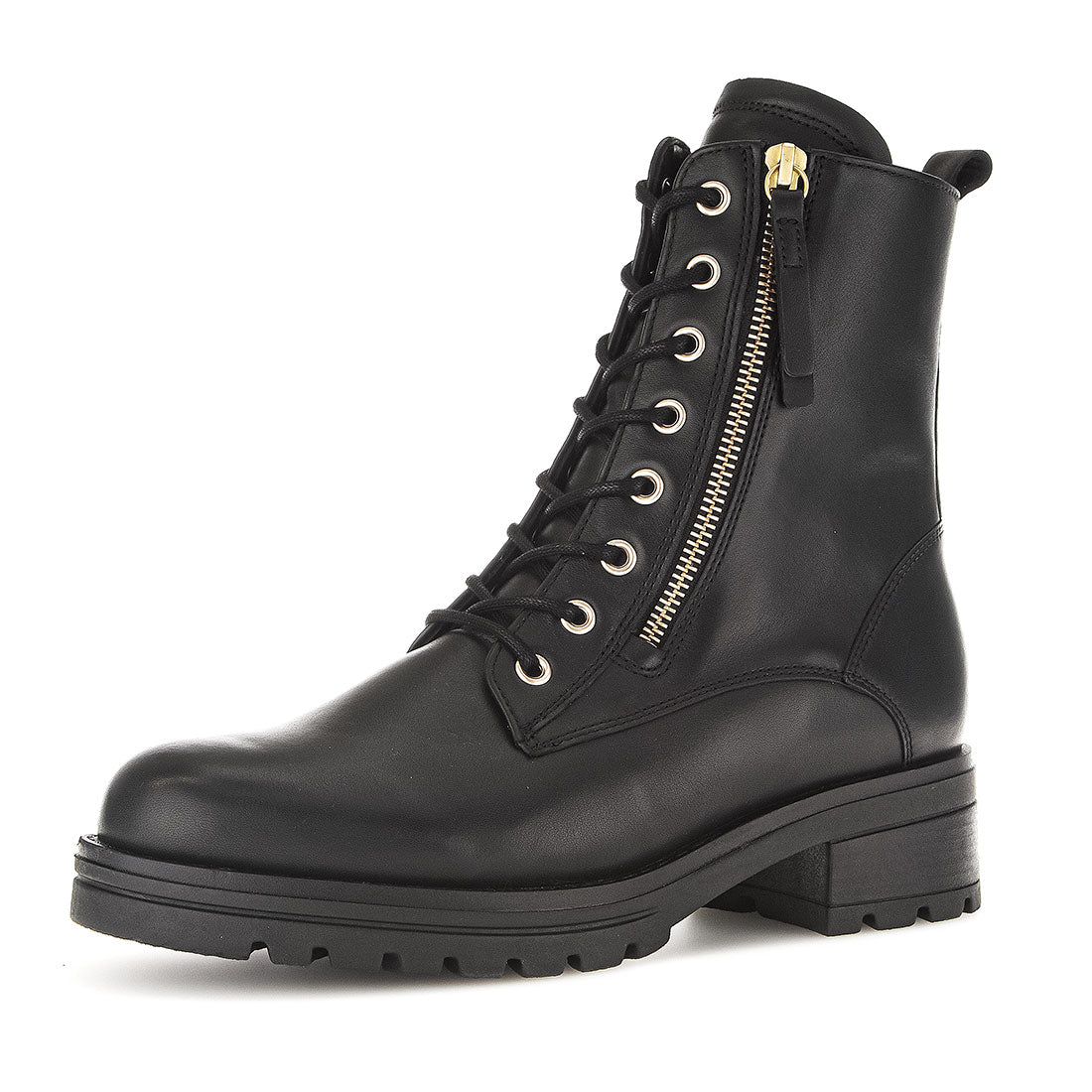 GABOR Black leather boot with lamb lining,