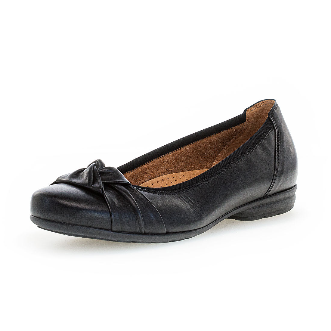 GABOR Black leather ballerina with knot,