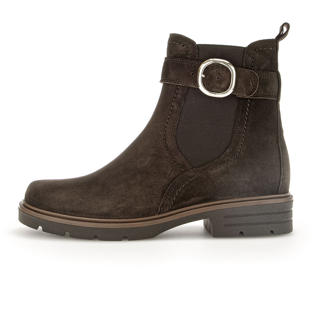GABOR Dark brown suede boot with elastic,
