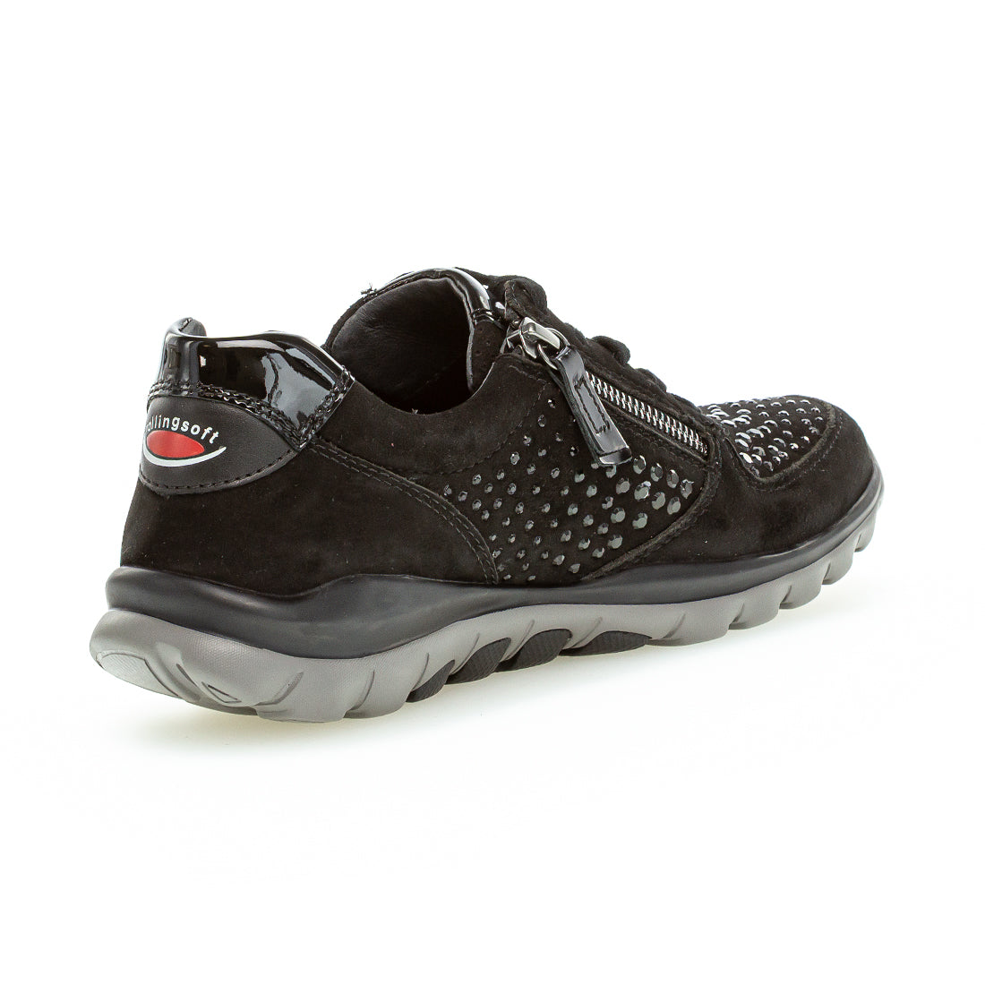 ROLLINGSOFT Black suede with small stones on it,