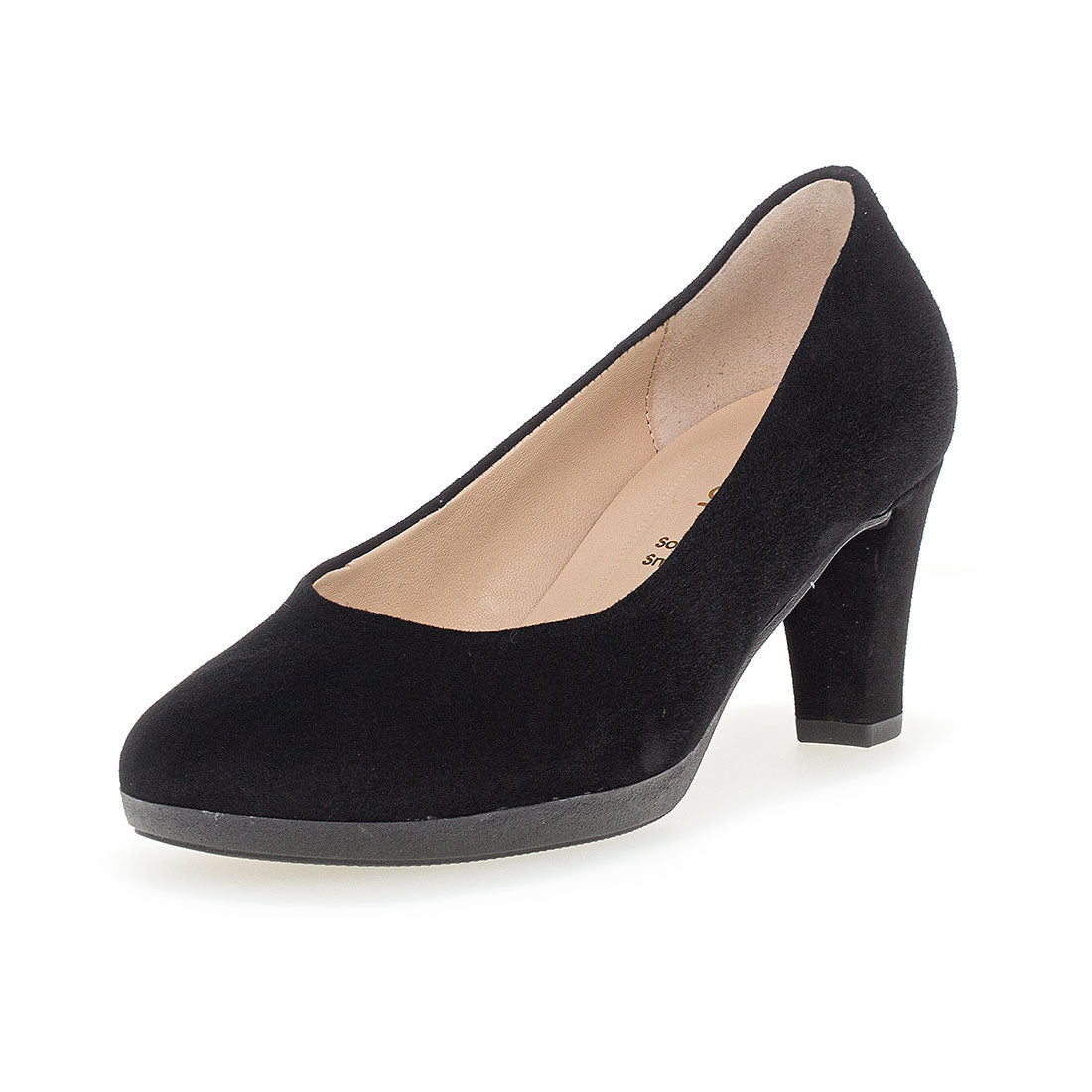 GABOR Black suede pump with rubber platform,