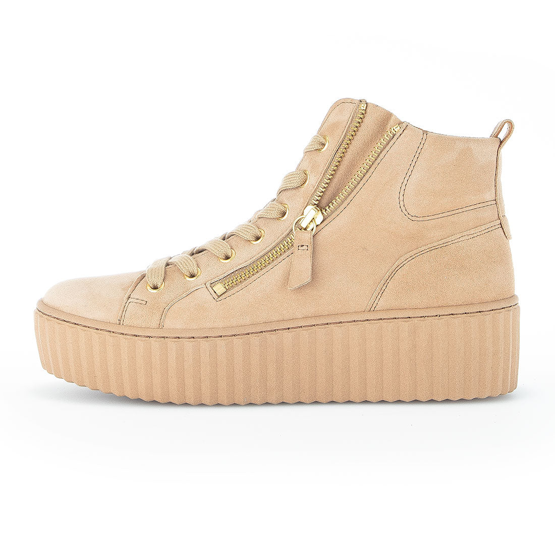GABOR Caramel suede sneaker with shaft,