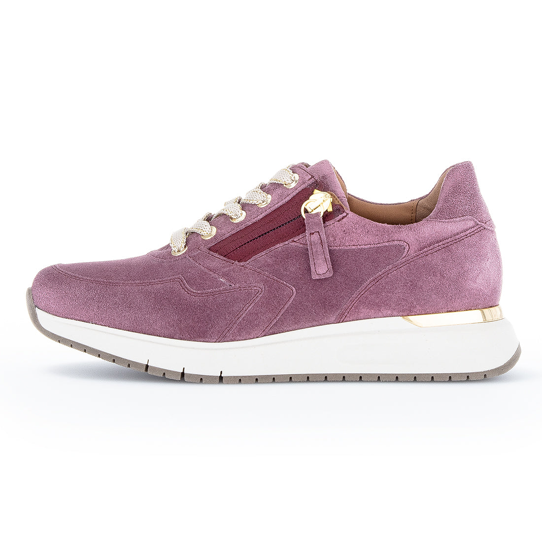 GABOR Dark pink sneaker with laces and zipper,