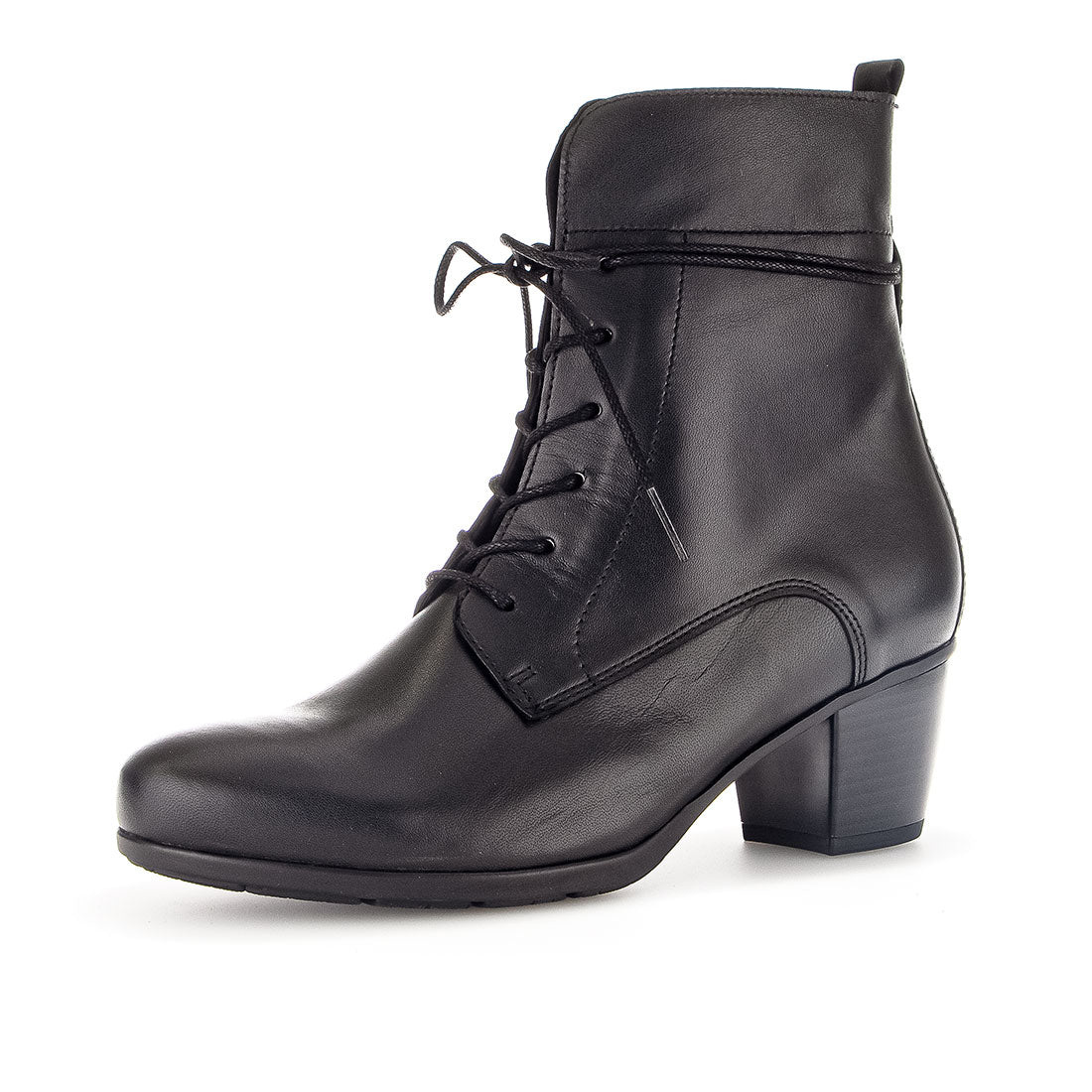 GABOR Black leather lace-up boot with zipper,
