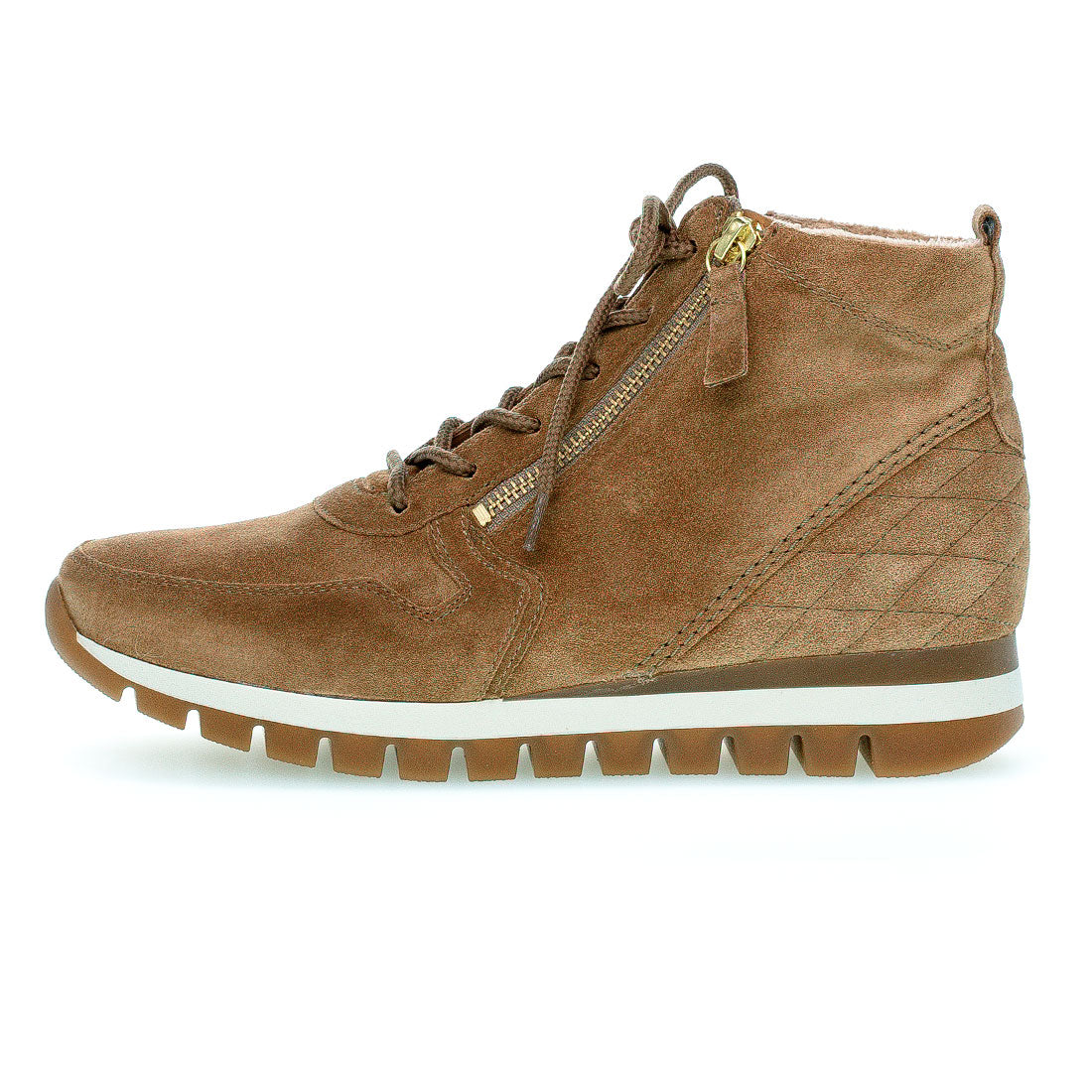 GABOR Camel suede boot lace + zipper,