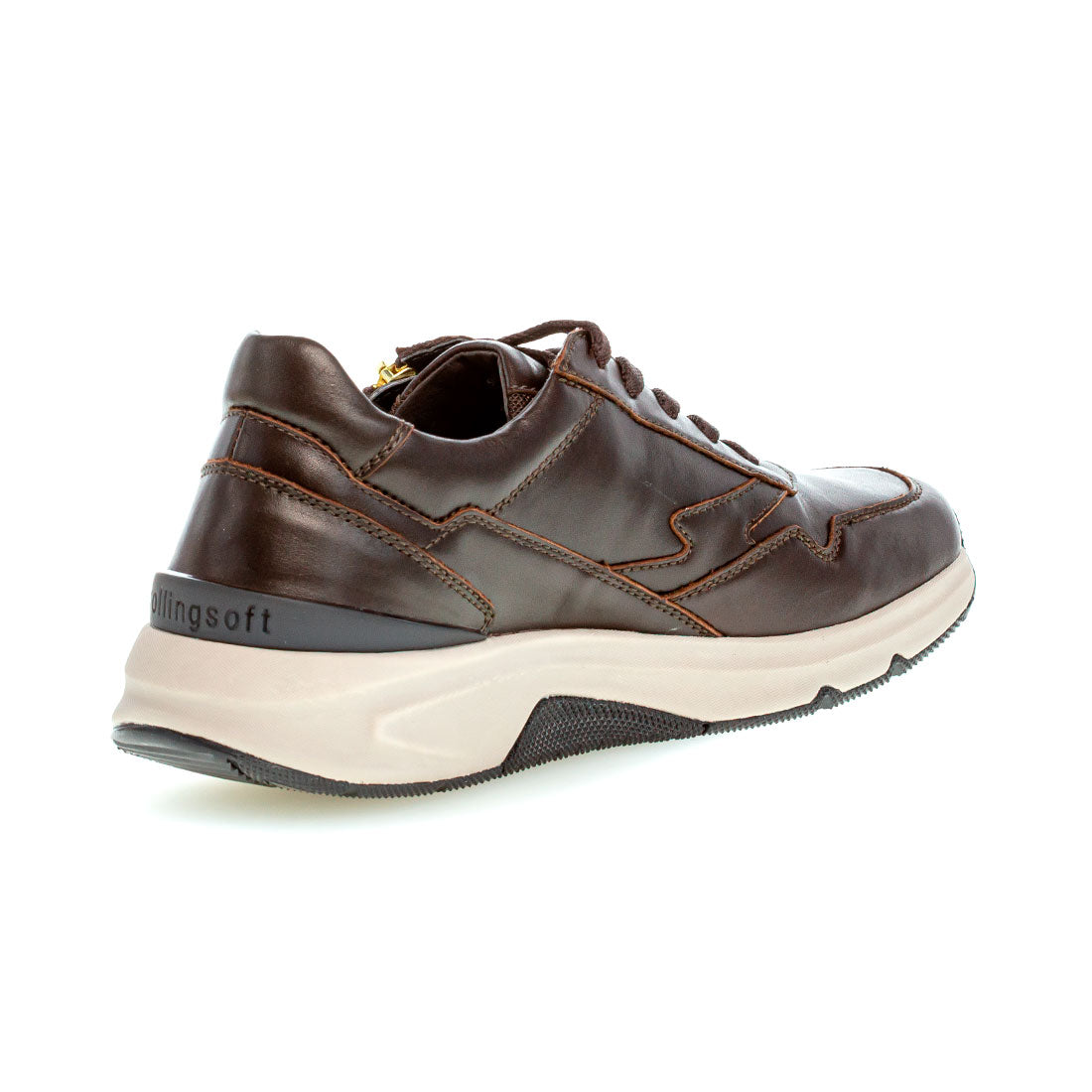 ROLLINGSOFT Brown leather sneaker with zipper + laces,