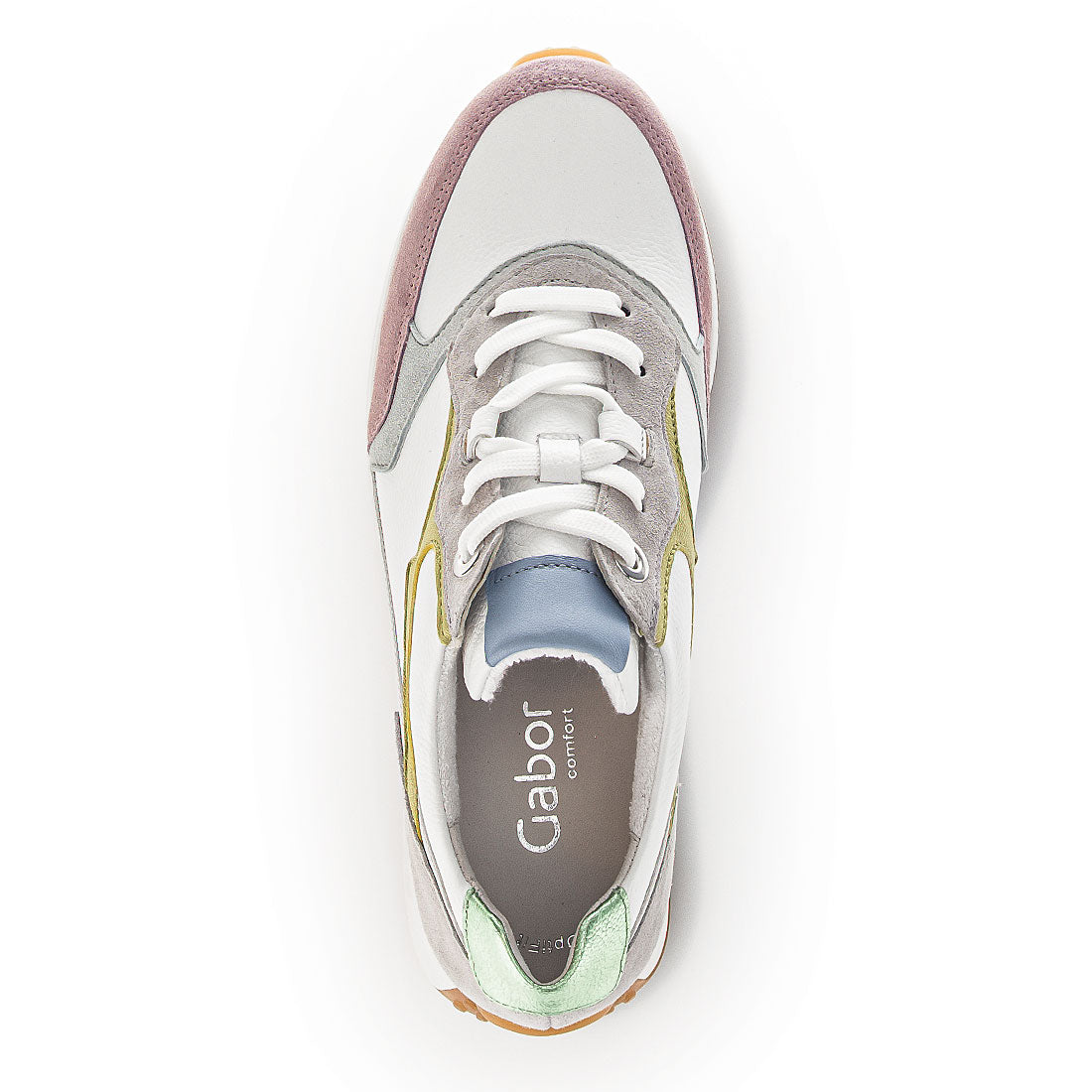 GABOR White leather with pink, grey, lime details,