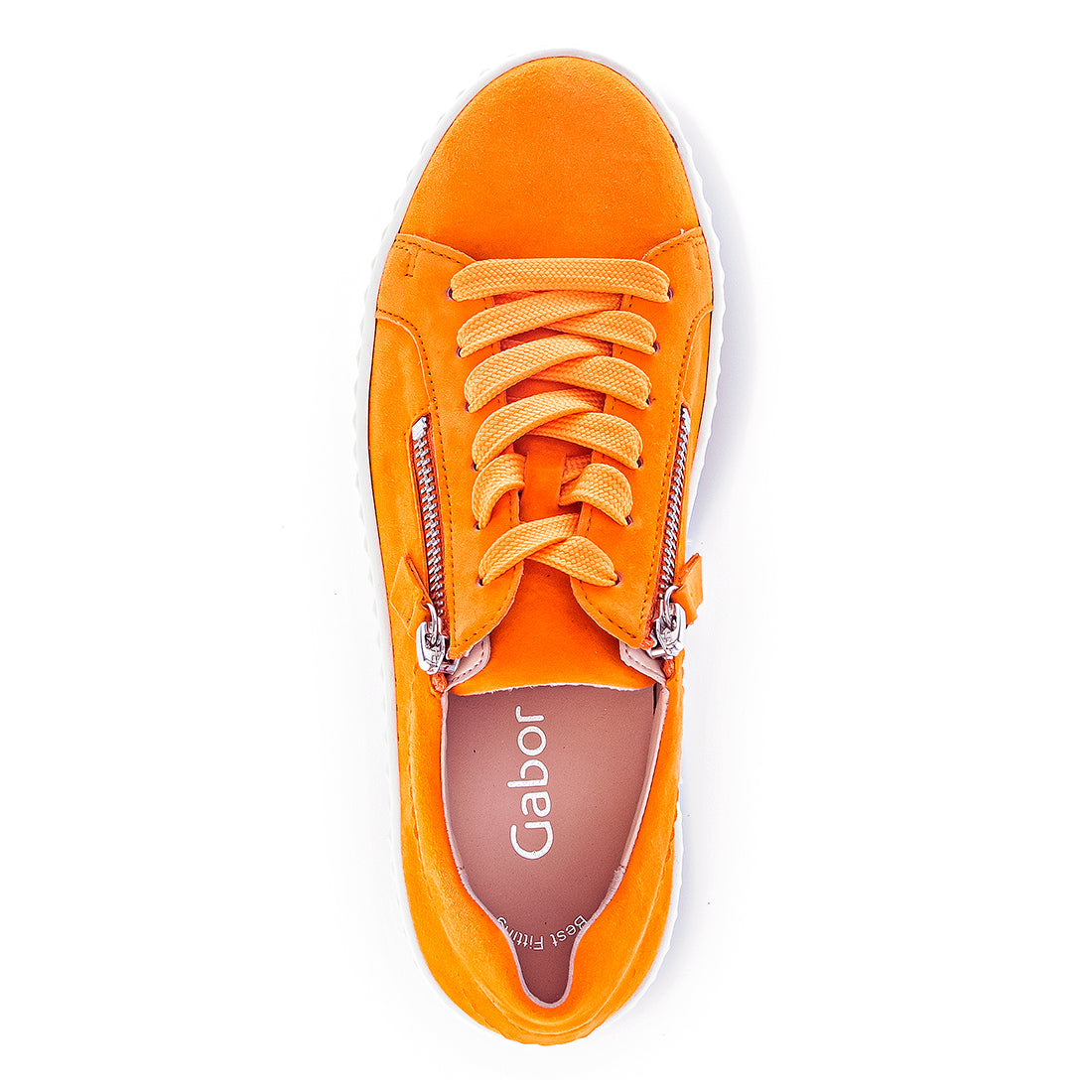 GABOR Orange suede sneaker lace + zipper,