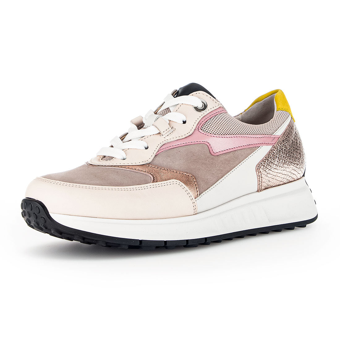 GABOR beige leather/sand suede sneaker,