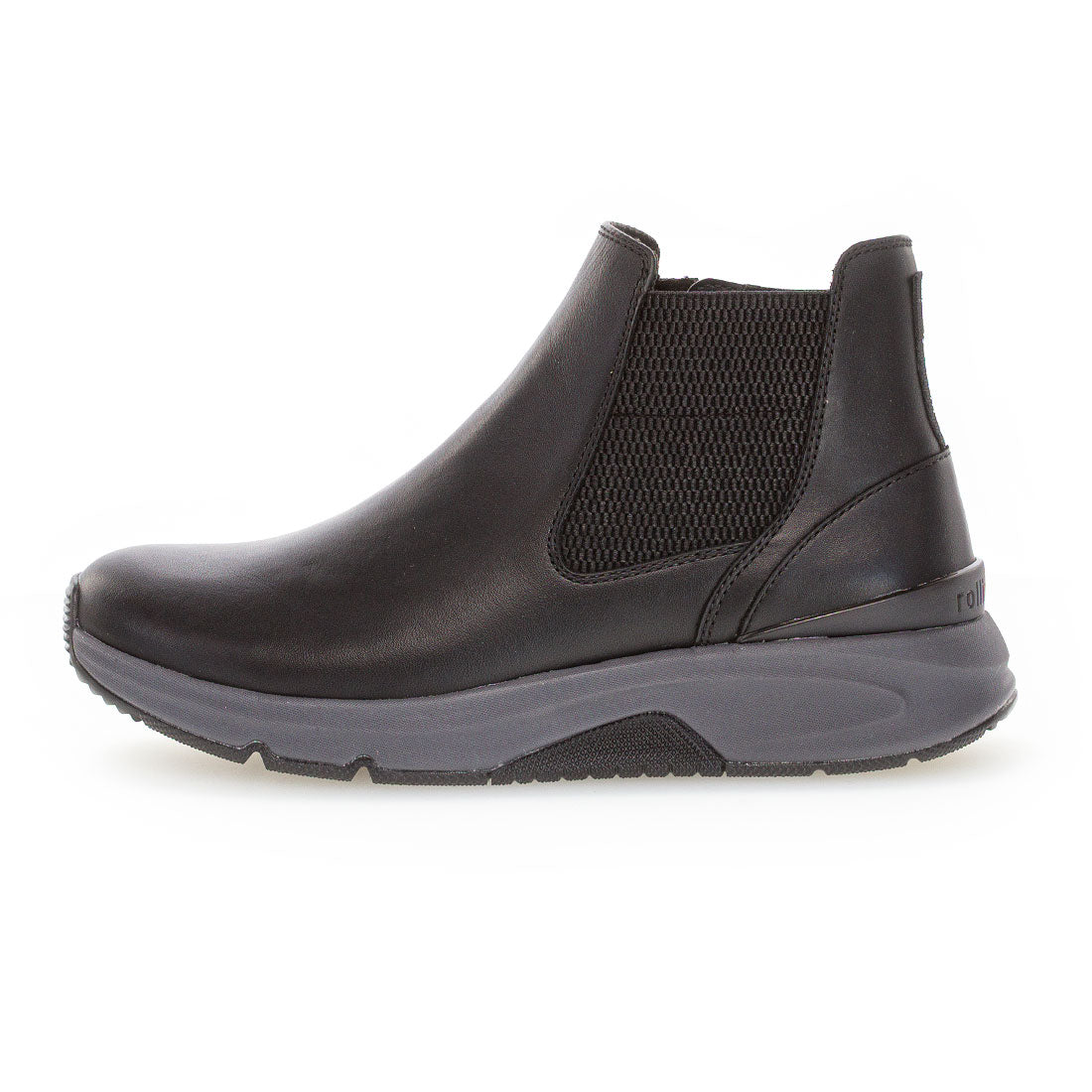 ROLLINGSOFT Black leather boot with elastic + zip,