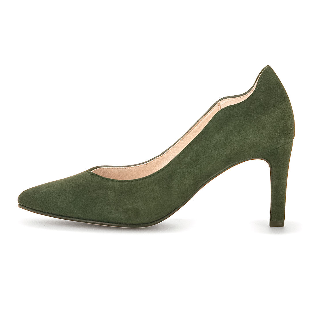 GABOR green suede pump with stiletto heel,