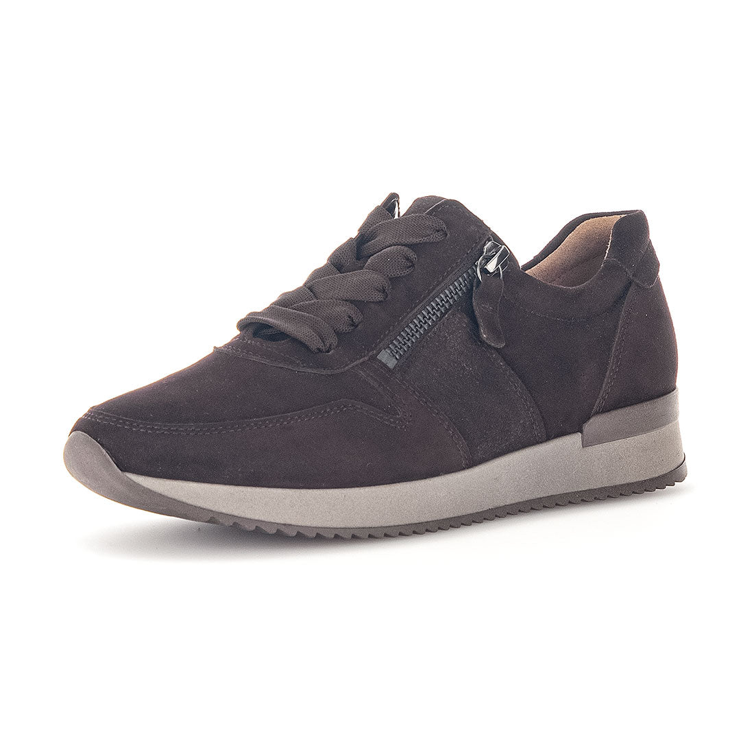 GABOR Chocolate brown suede sneaker,
