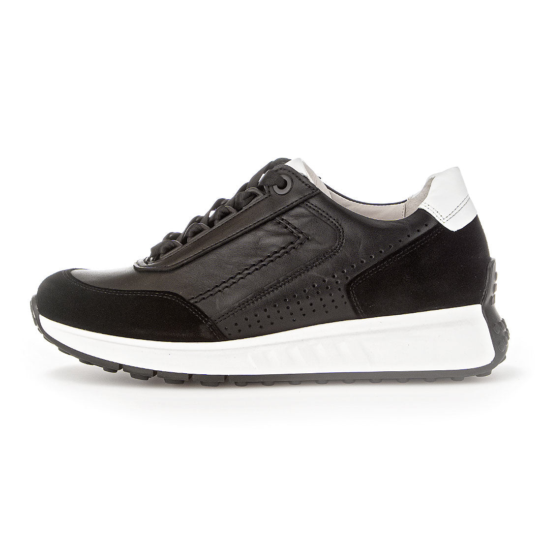 GABOR Black leather/suede sneaker,