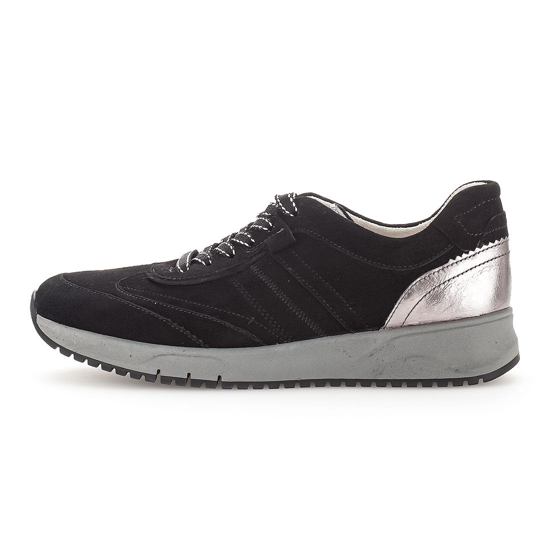 GABOR Black suede sneaker with laces,