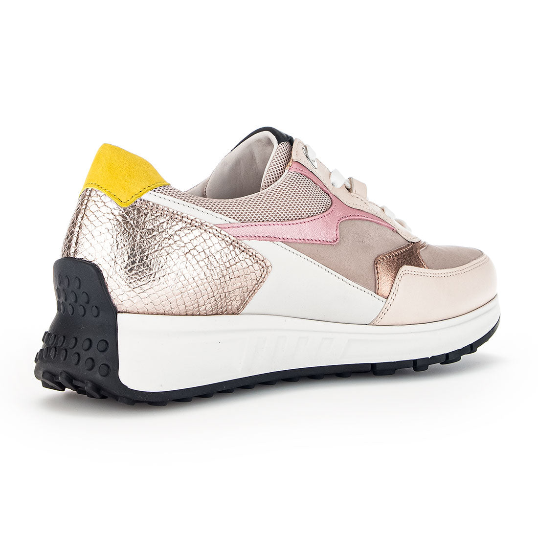 GABOR beige leather/sand suede sneaker,