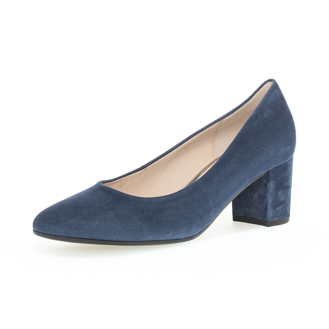 GABOR Indigo blue suede pump with pointed toe,