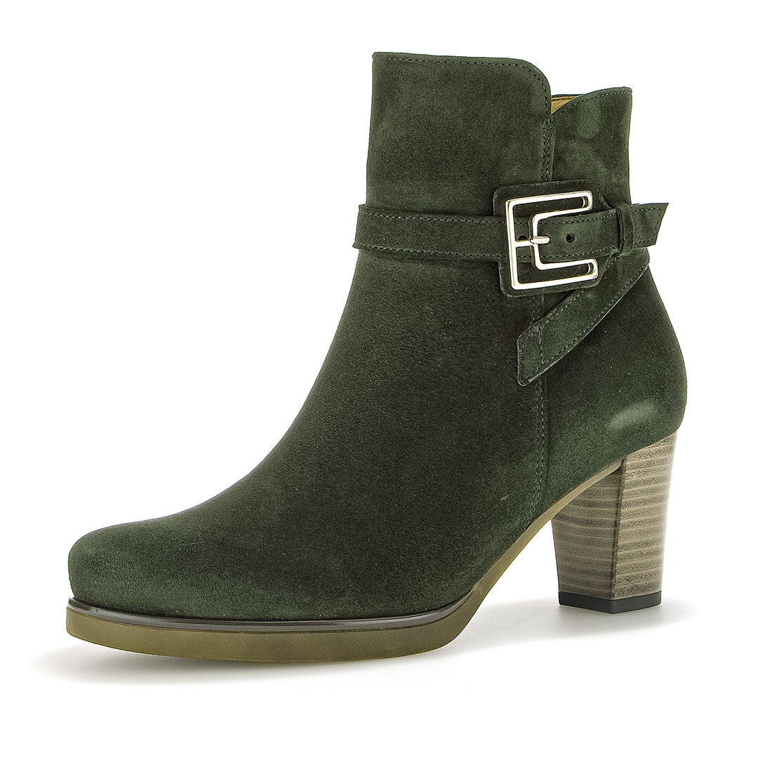 GABOR Dark green suede with decorative straps,