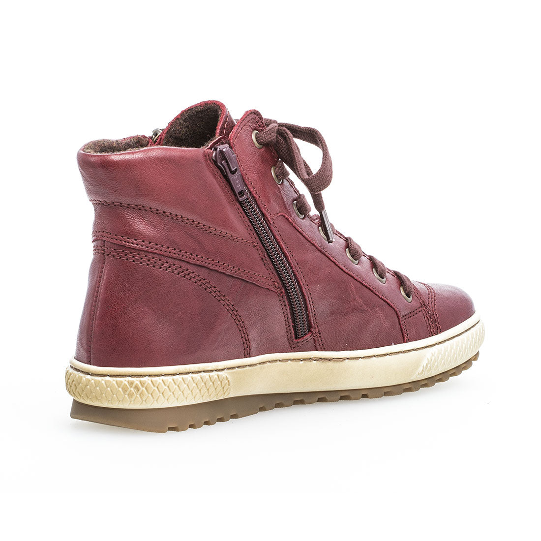 GABOR Dark red leather with laces and zipper,