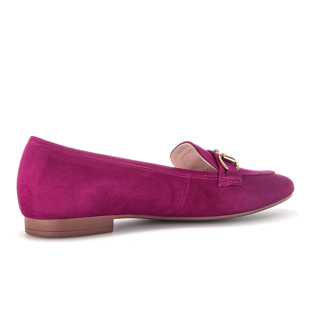 GABOR Orchid suede loafer with gold bit,
