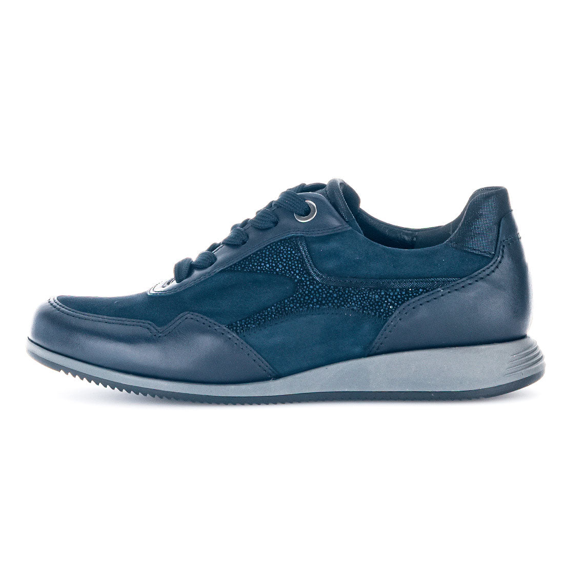 GABOR Blue leather and nubuck sneaker with laces,