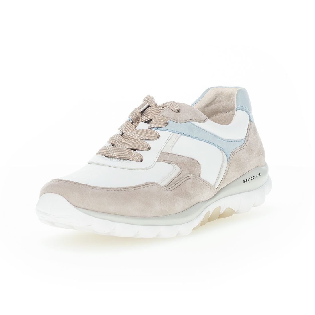 ROLLINGSOFT White leather sneaker with light blue/beige,