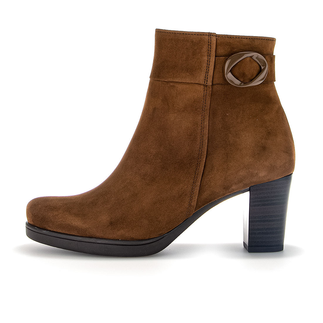 GABOR Brown suede boot with decorative buckle,