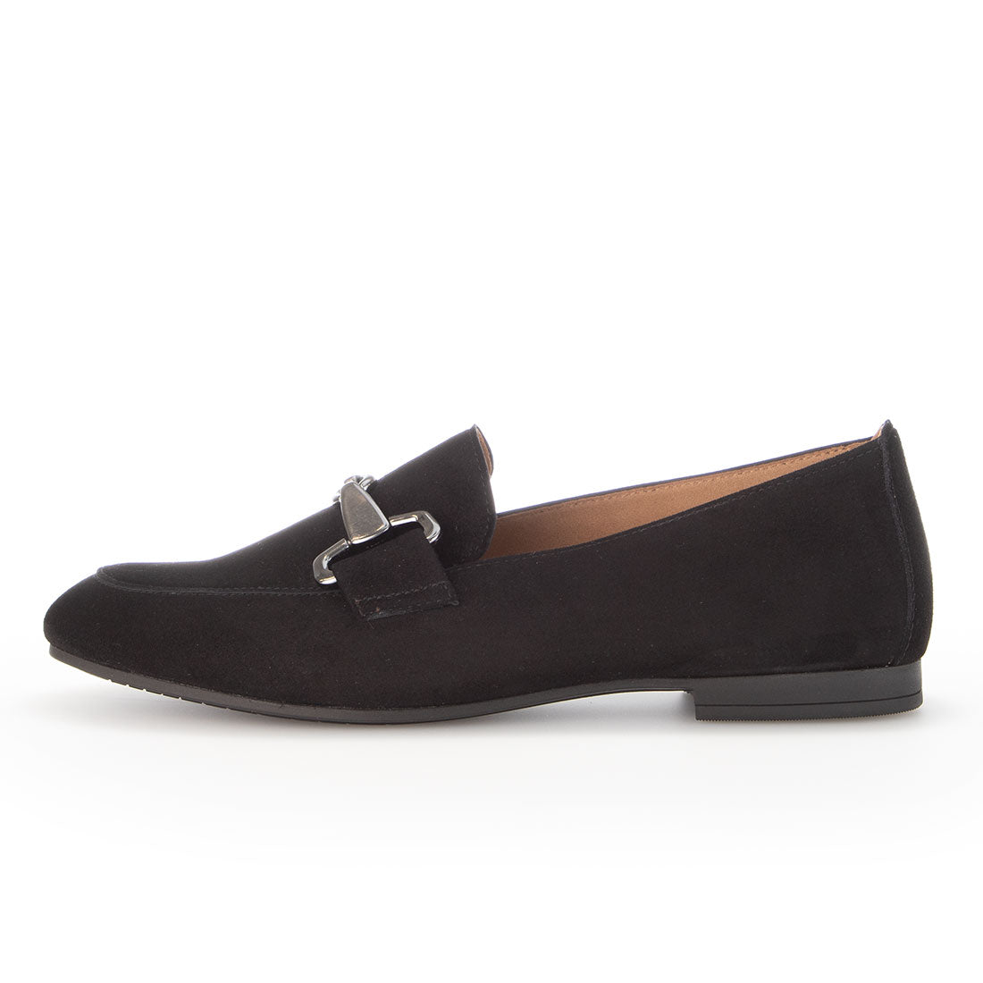 GABOR Black suede loafer with buckle,