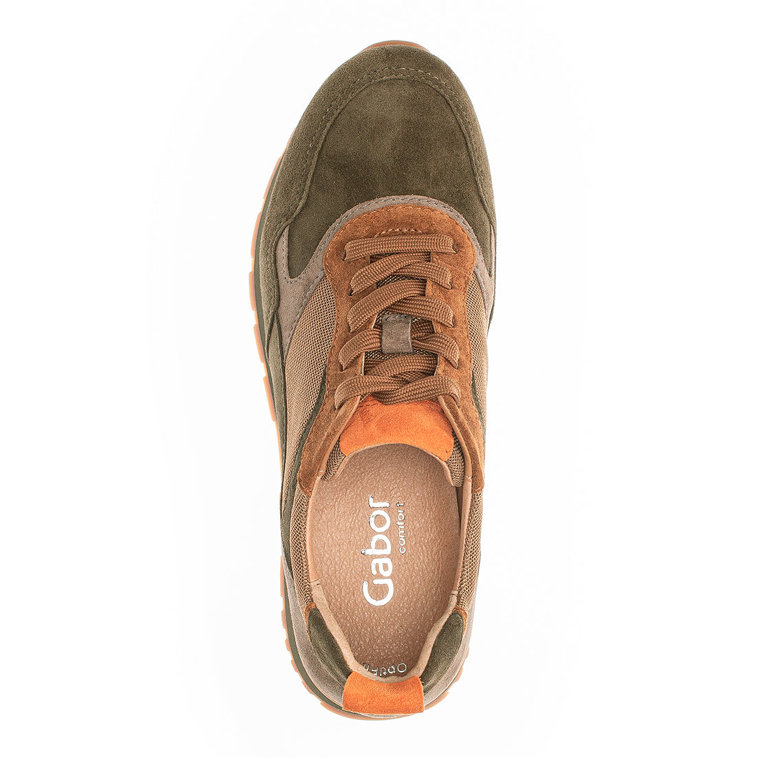 GABOR Green + brown suede sneaker,