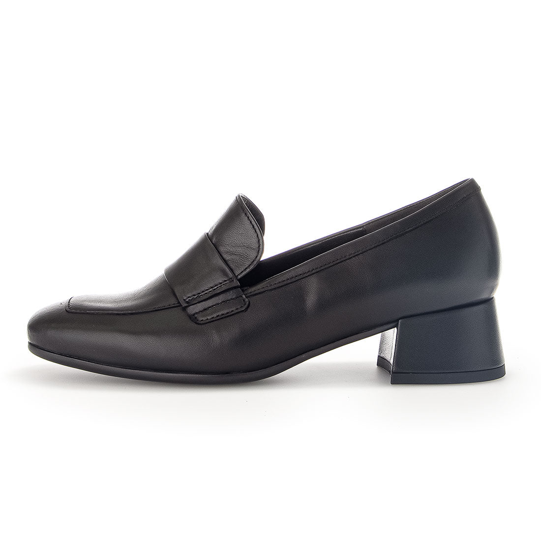 GABOR Black leather loafer with heel,
