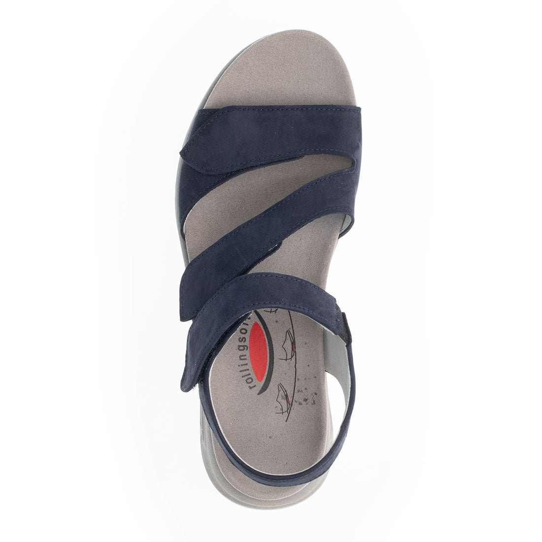 ROLLINGSOFT Blue nubuck sandal with Velcro,