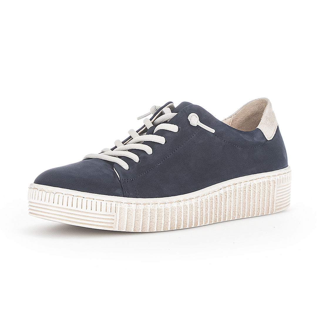GABOR Blue nubuck sneaker with elastic laces,